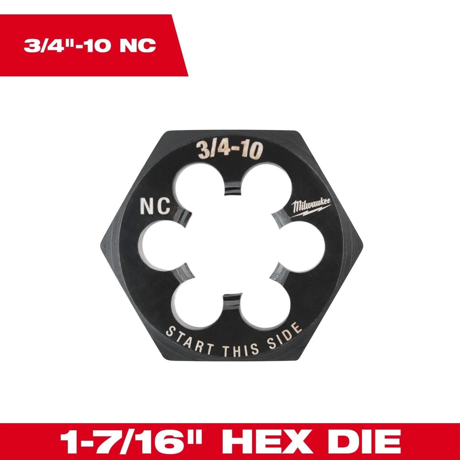 Milwaukee 49-57-5376 3/4"-10 NC 1-7/16" Hex Threading Die - Image 3