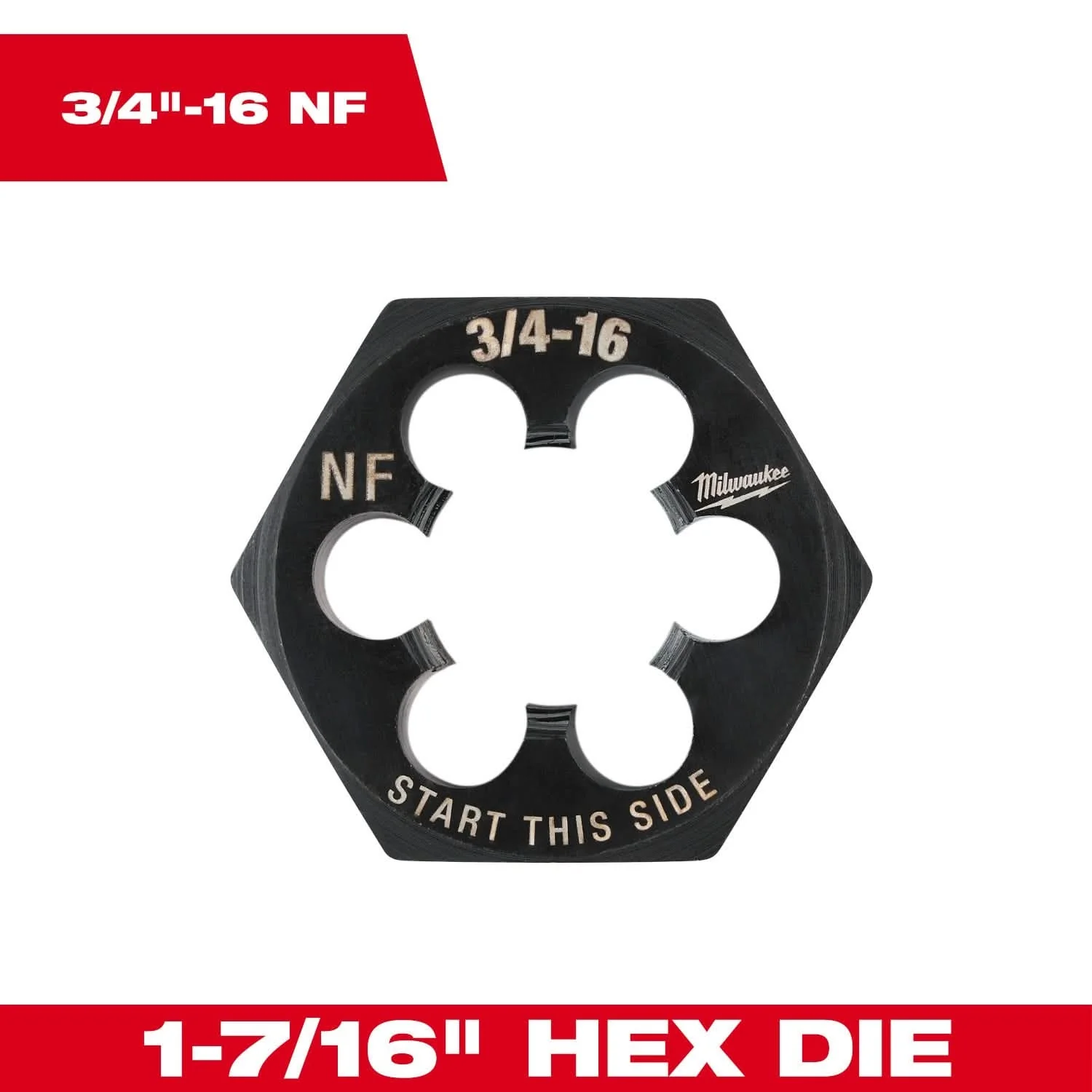 Milwaukee 49-57-5378 3/4"-16 NF 1-7/16" Hex Threading Die - Image 3