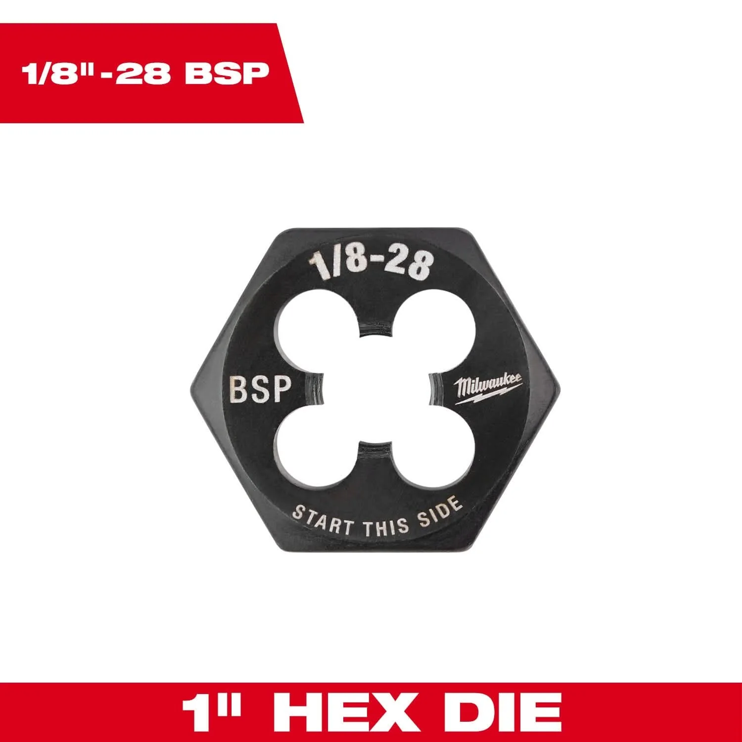 Milwaukee 49-57-5390 1/8"-28 BSP 1-Inch Hex Threading Die - Image 3