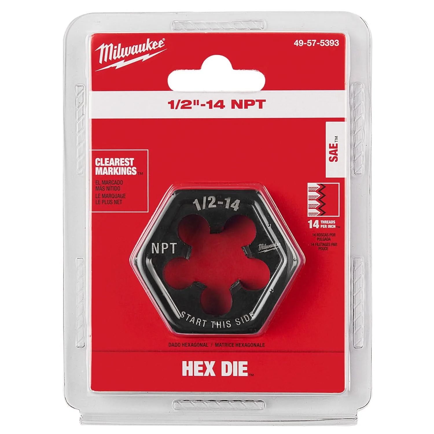 Milwaukee 49-57-5393 1/2"-14 NPT 2-1/6" Hex Threading Die - Image 2