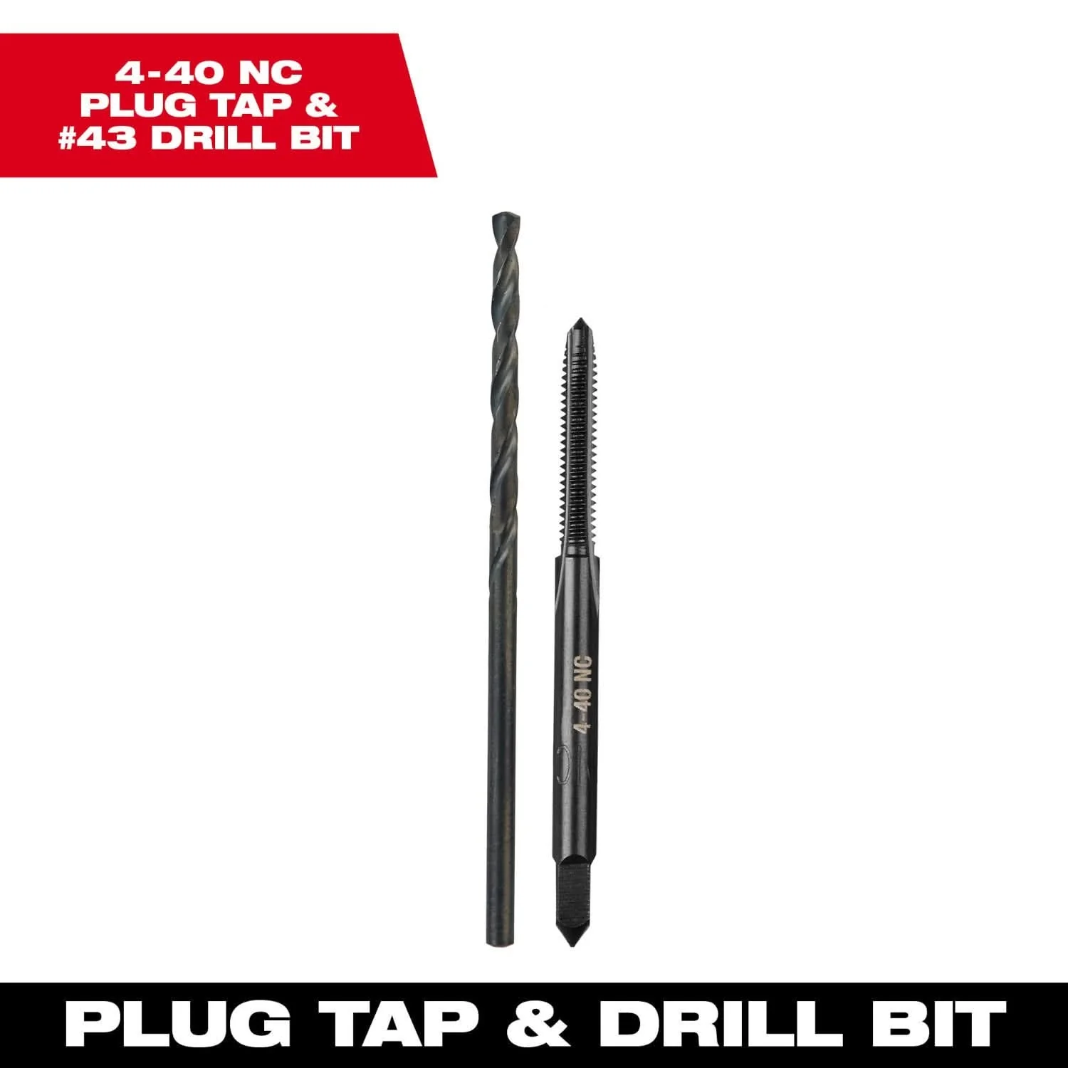 Milwaukee 49-57-5508 4-40 NC Straight Flute Plug Tap & #43 Drill Bit - Image 3