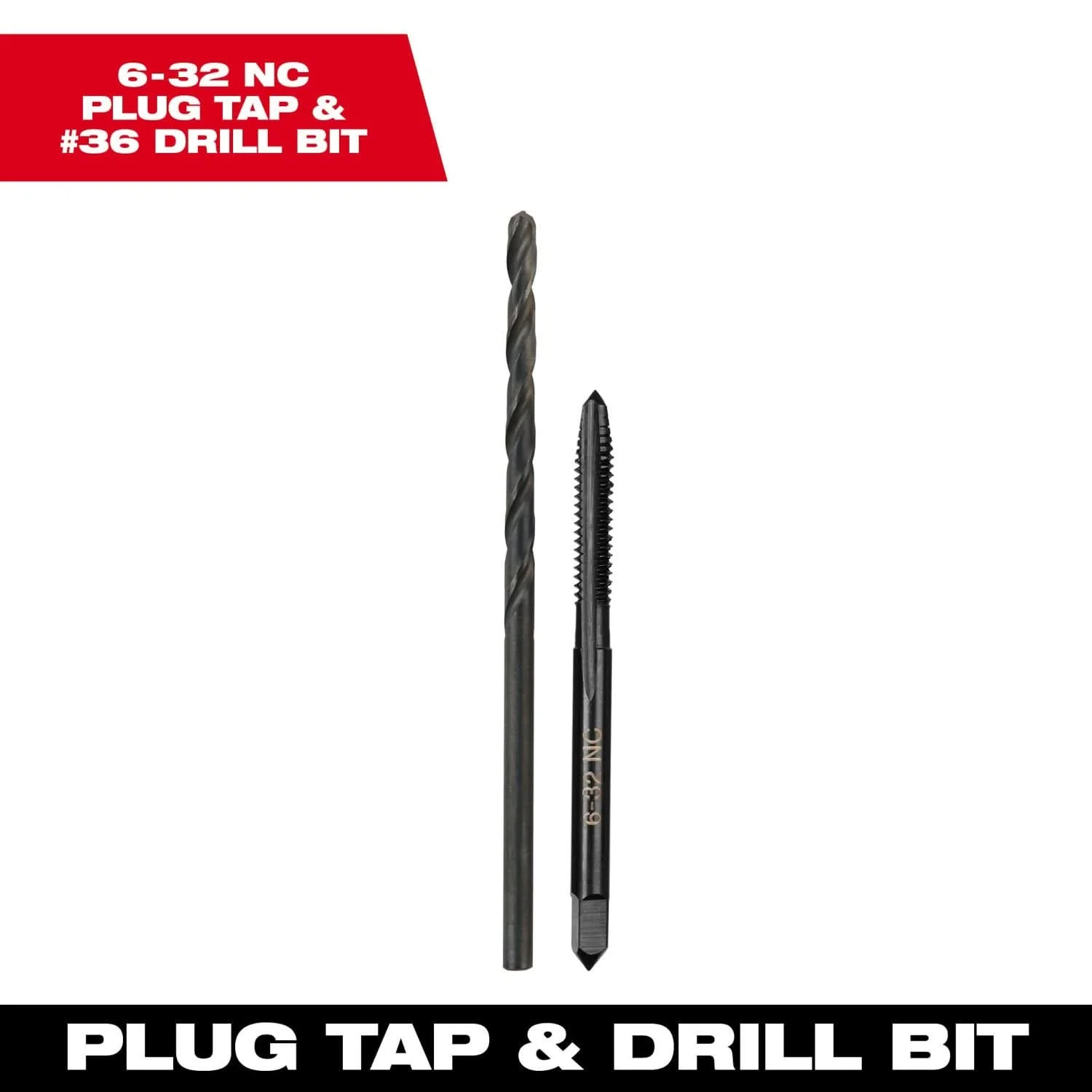Milwaukee 49-57-5515 6-32 NC Straight Flute Plug Tap & #36 Drill Bit - Image 3