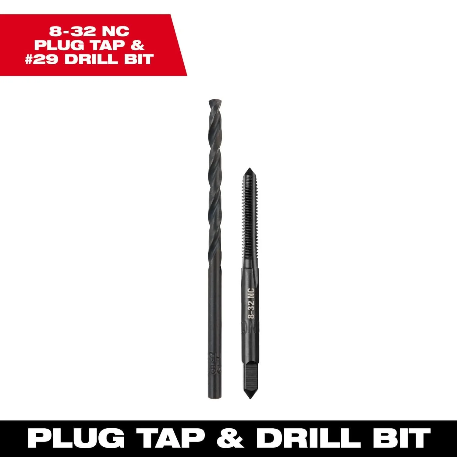 Milwaukee 49-57-5521 8-32 NC Straight Flute Plug Tap & #29 Drill Bit - Image 3