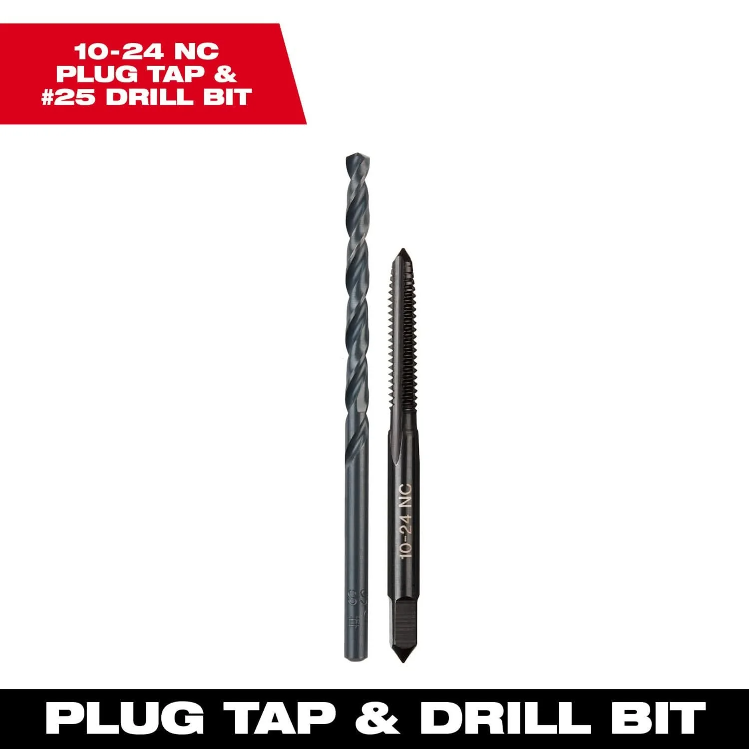 Milwaukee 49-57-5525 10-24 NC Straight Flute Plug Tap & #25 Drill Bit - Image 3