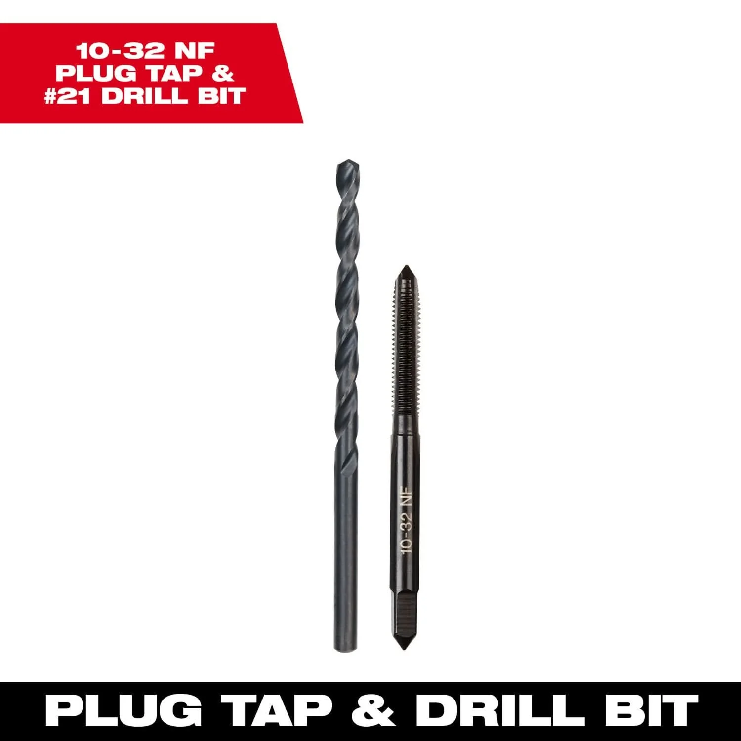Milwaukee 49-57-5527 10-32 NF Straight Flute Plug Tap & #21 Drill Bit - Image 3