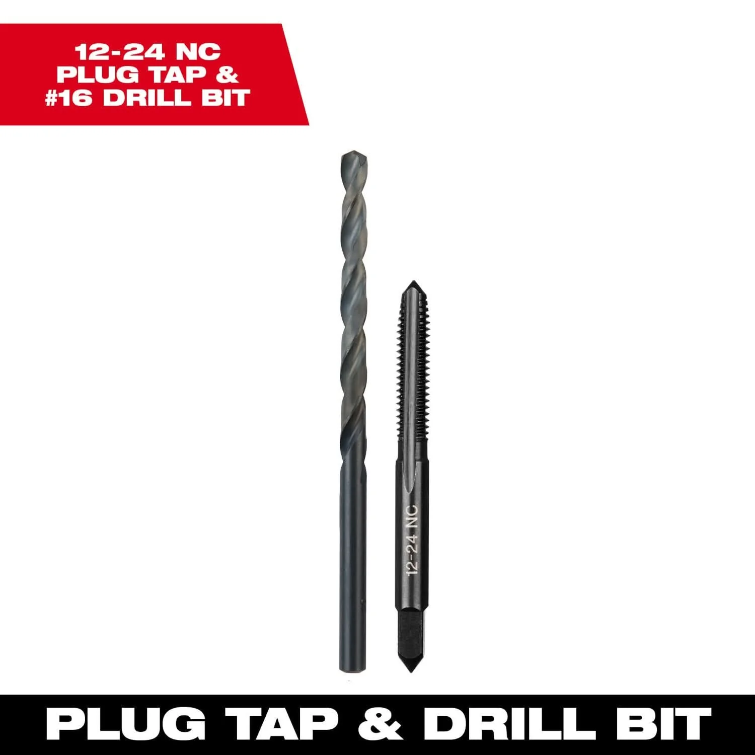 Milwaukee 49-57-5530 12-24 NC Straight Flute Plug Tap & #16 Drill Bit - Image 3