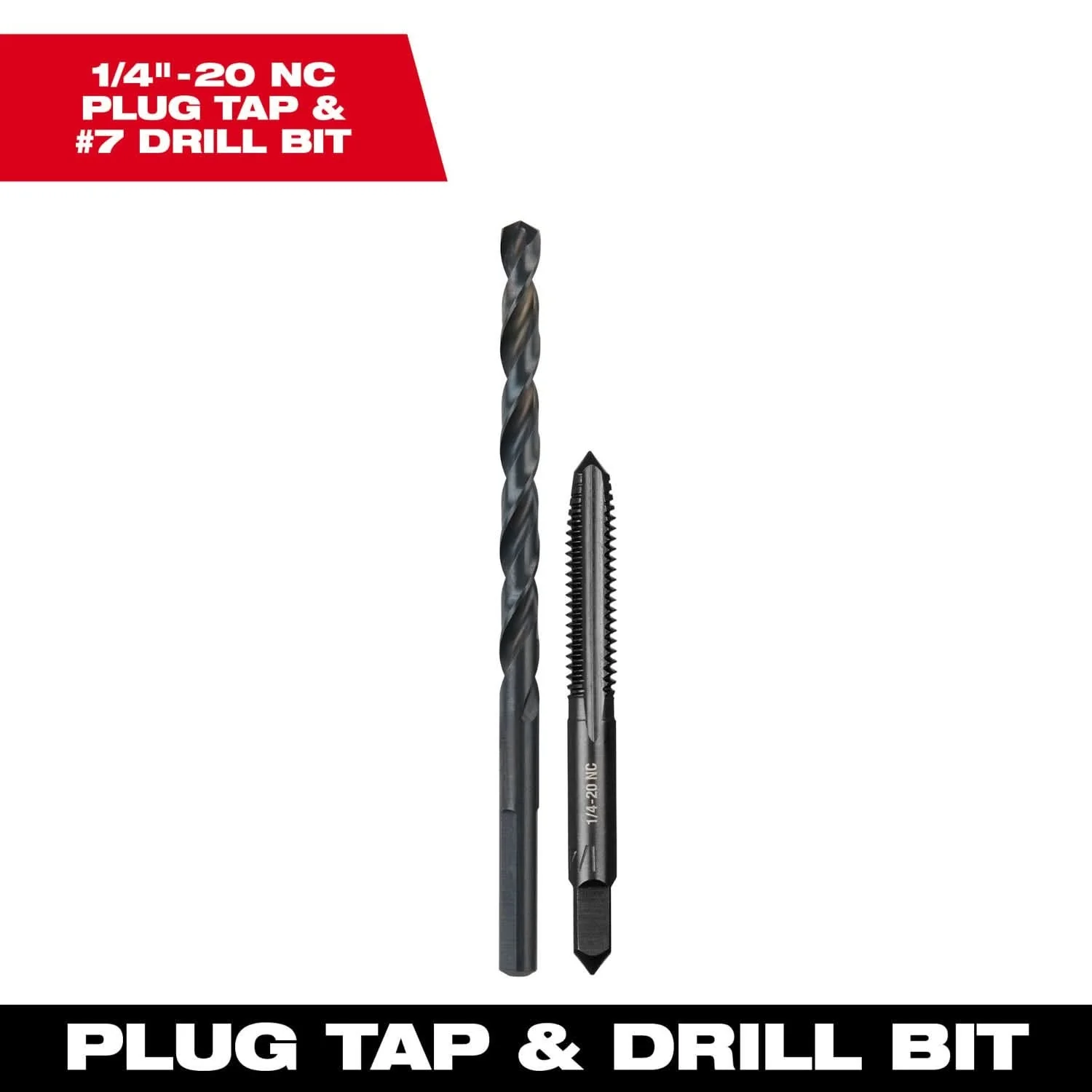 Milwaukee 49-57-5534 1/4"-20 NC Straight Flute Plug Tap & #7 Drill Bit - Image 3