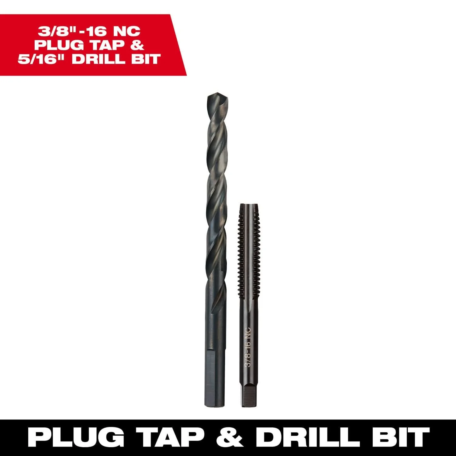 Milwaukee 49-57-5548 3/8"-16 NC Straight Flute Plug Tap & 5/16" Drill Bit - Image 3