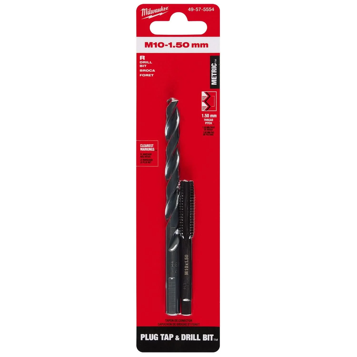 Milwaukee 49-57-5554 M10-1.50 mm Straight Flute Plug Tap & R Drill Bit - Image 2