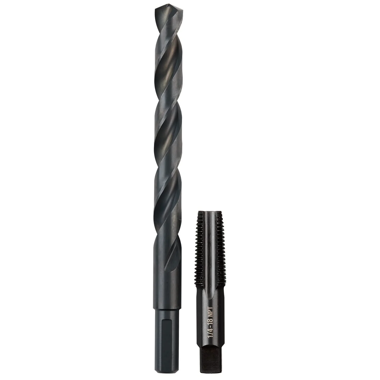 Milwaukee 49-57-5591 1/4"-18 NPT Straight Flute Plug Tap & 7/16" Drill Bit - Image 1