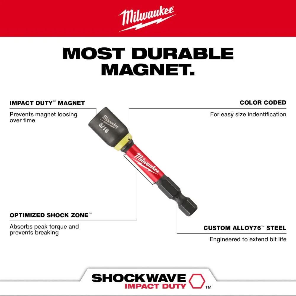 Milwaukee 49-66-0712 SHOCKWAVE Impact Duty 12MM x 2-9/16" Magnetic Nut Driver 10PK - Image 3