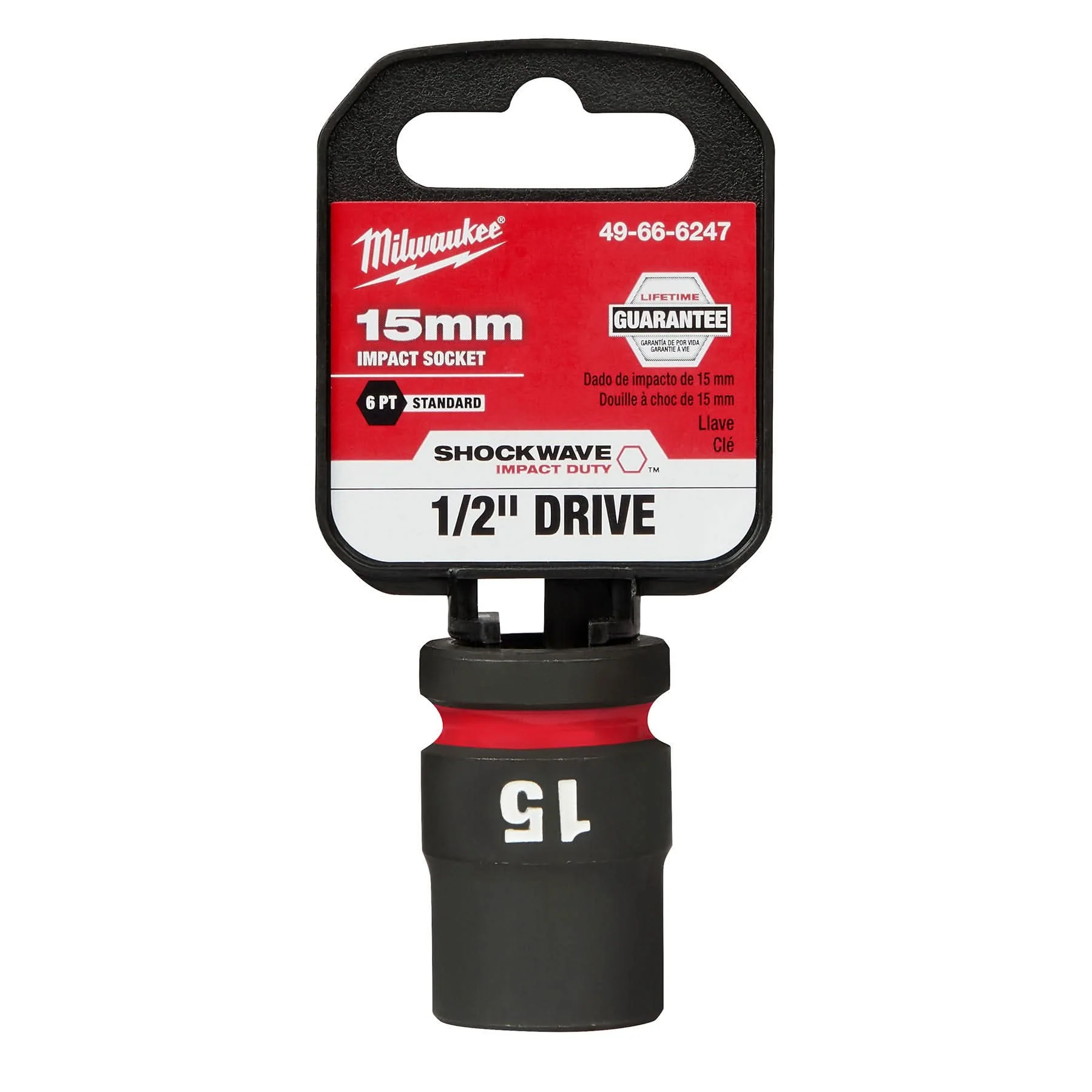 Milwaukee 49-66-6247 SHOCKWAVE Impact Duty 1/2-Inch Drive 15MM Standard 6 Point Socket - Image 2