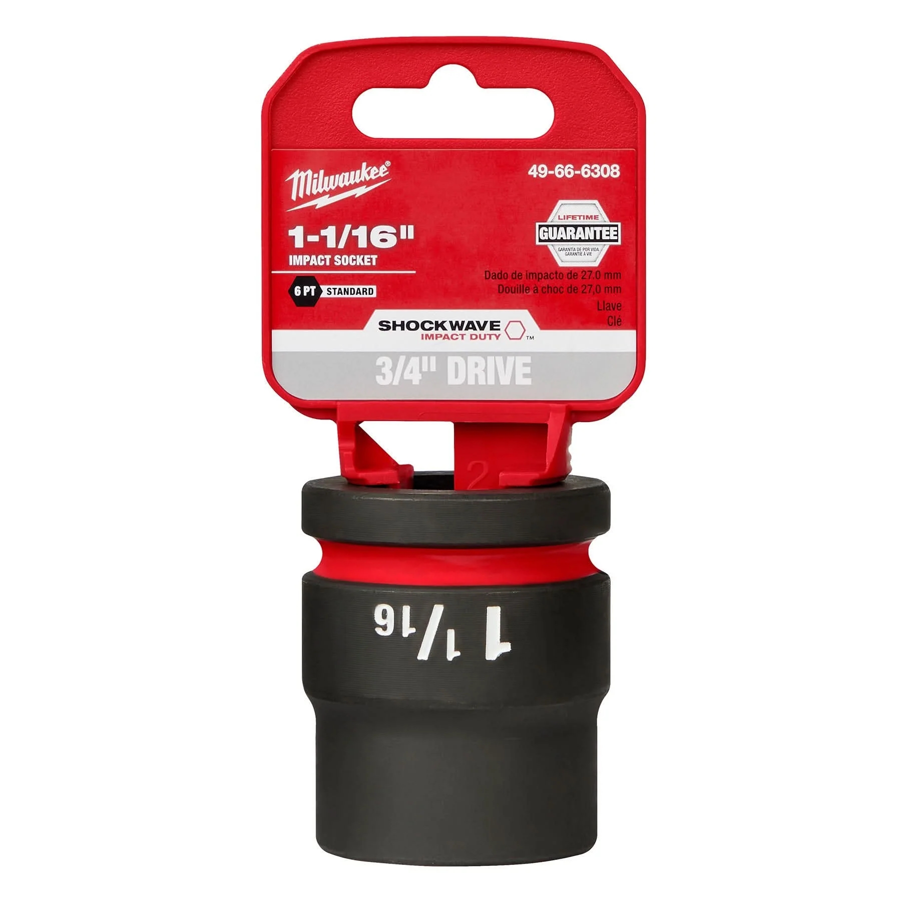 Milwaukee 49-66-6308 SHOCKWAVE Impact Duty 3/4-Inch Drive 1-1/16-Inch Standard 6 Point Socket - Image 2