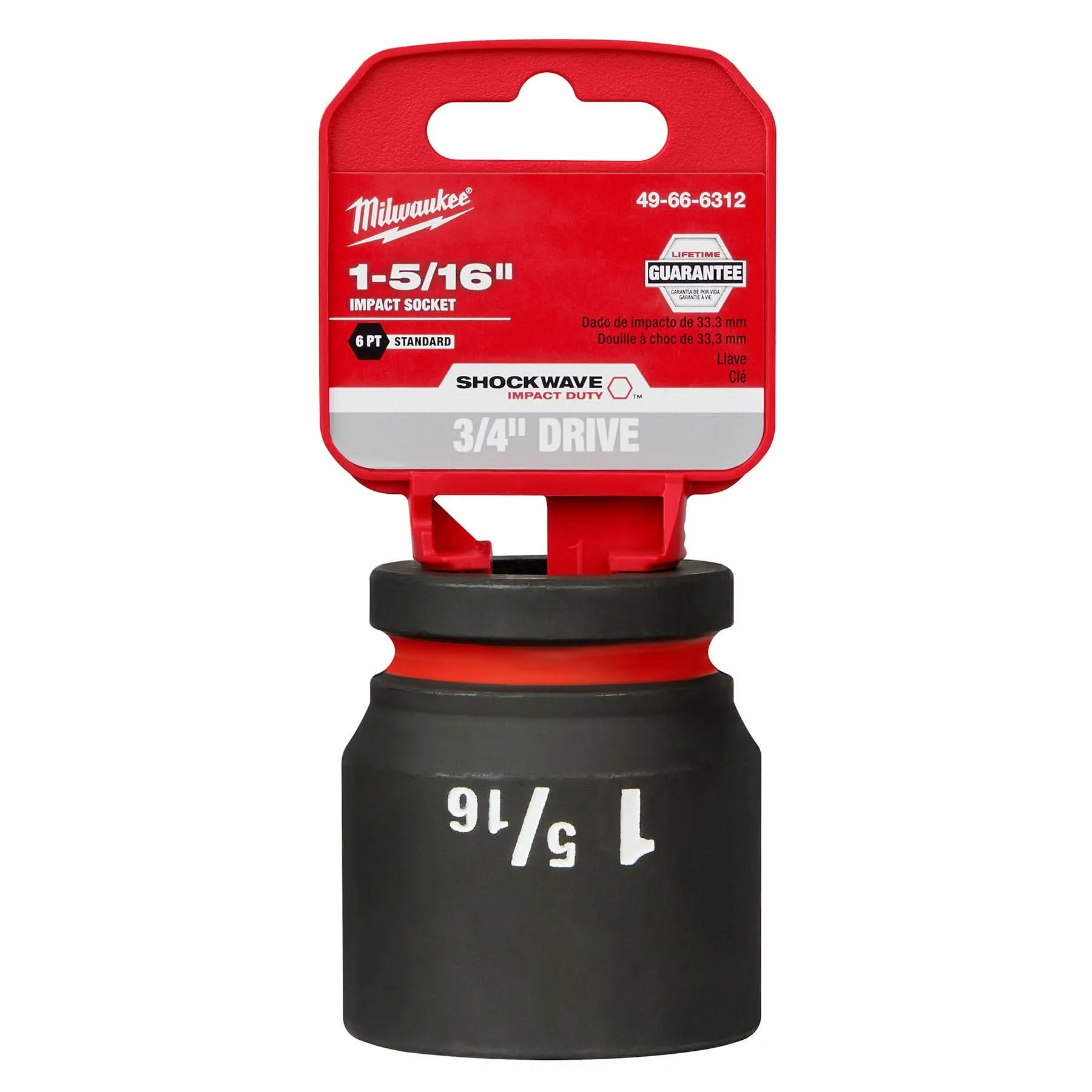 Milwaukee 49-66-6312 SHOCKWAVE Impact Duty 3/4-Inch Drive 1-5/16-Inch Standard 6 Point Socket - Image 2