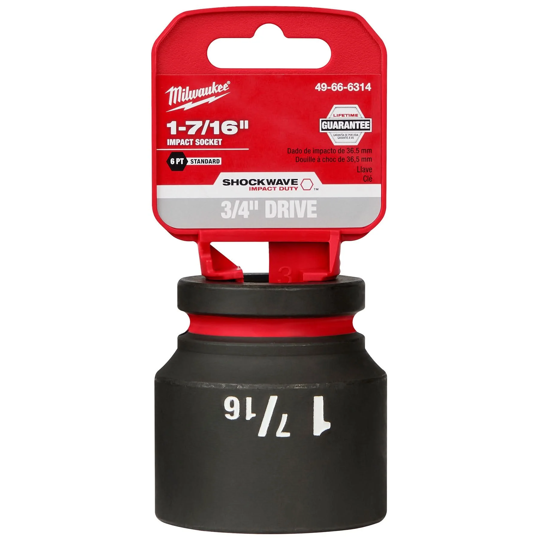 Milwaukee 49-66-6314 SHOCKWAVE Impact Duty 3/4-Inch Drive 1-7/16-Inch Standard 6 Point Socket - Image 2