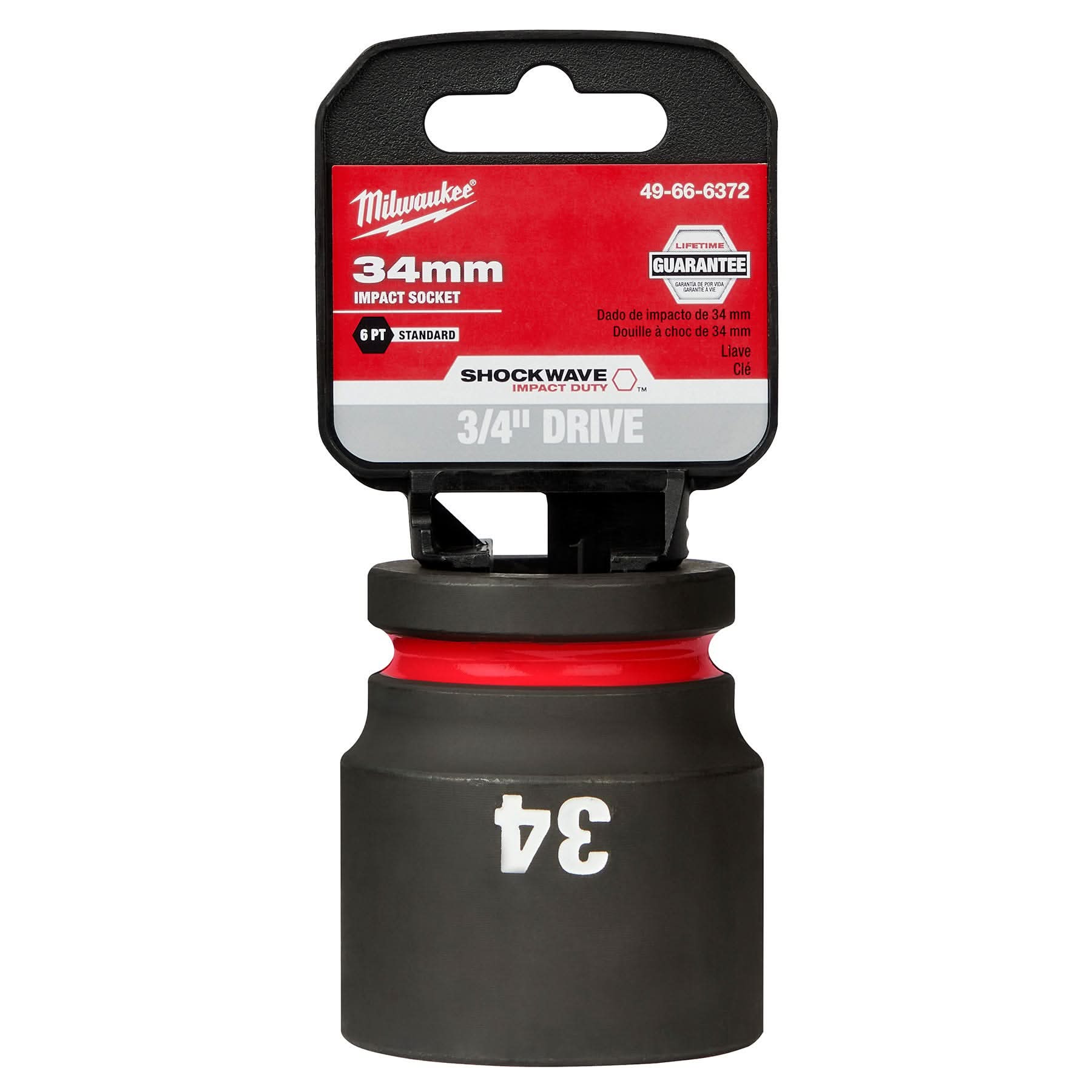 Milwaukee 49-66-6372 SHOCKWAVE Impact Duty 3/4-Inch Drive 34MM Standard 6 Point Socket - Image 2