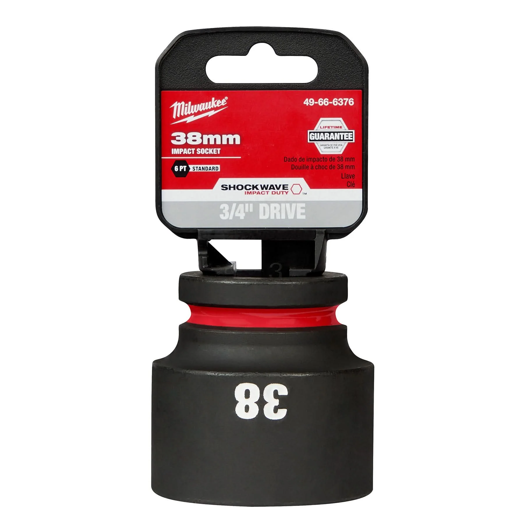 Milwaukee 49-66-6376 SHOCKWAVE Impact Duty 3/4-Inch Drive 38MM Standard 6 Point Socket - Image 2