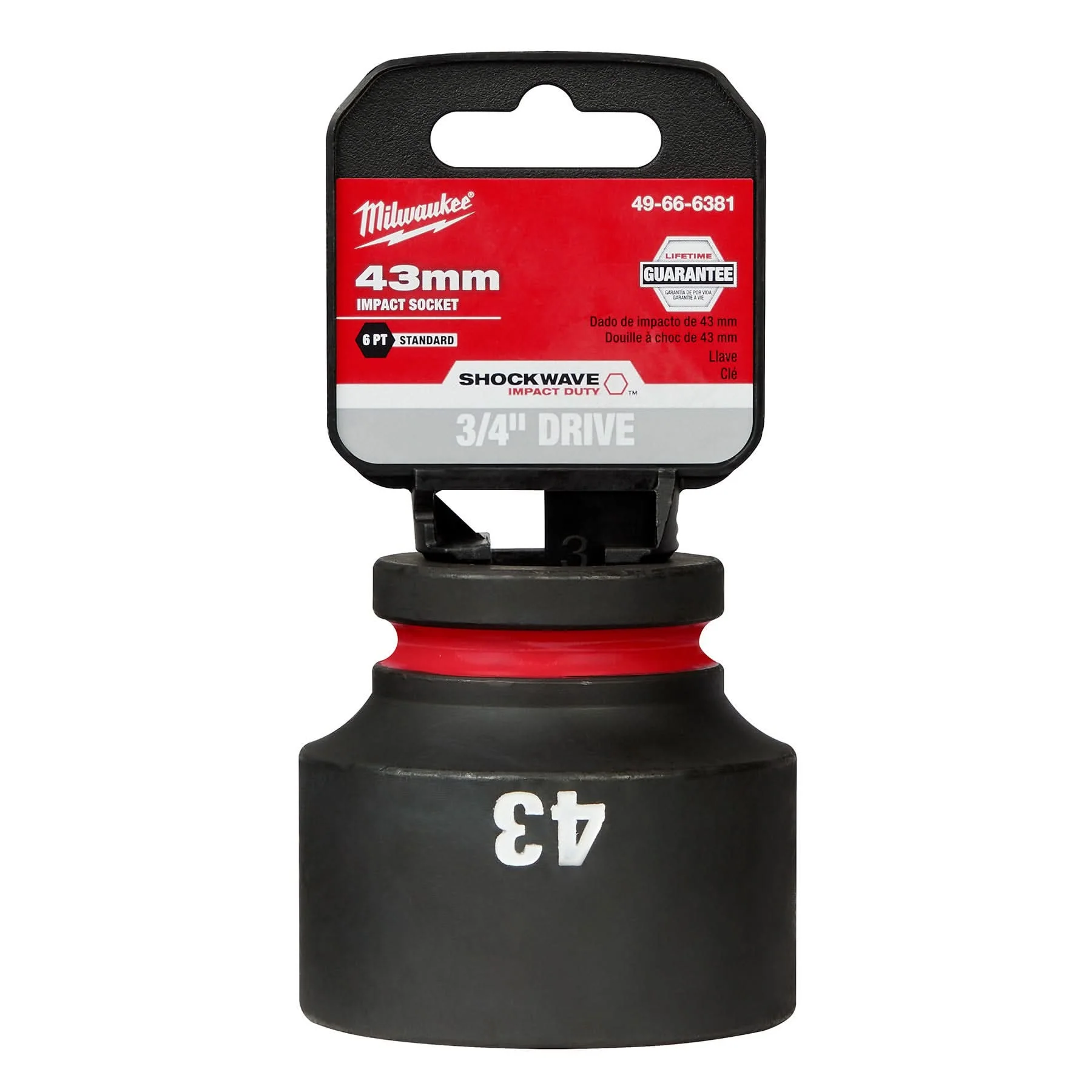 Milwaukee 49-66-6381 SHOCKWAVE Impact Duty 3/4-Inch Drive 43MM Standard 6 Point Socket - Image 2