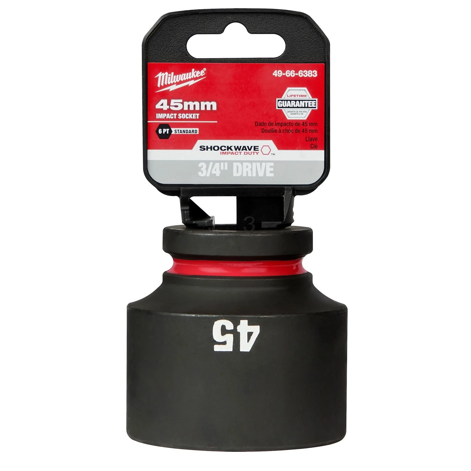 Milwaukee 49-66-6383 SHOCKWAVE Impact Duty 3/4-Inch Drive 45MM Standard 6 Point Socket - Image 2