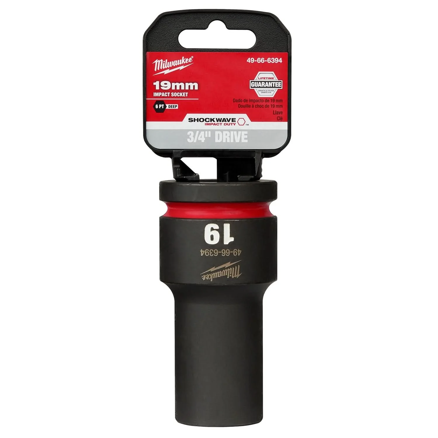 Milwaukee 49-66-6394 SHOCKWAVE Impact Duty 3/4-Inch Drive 19MM Deep 6 Point Socket - Image 1