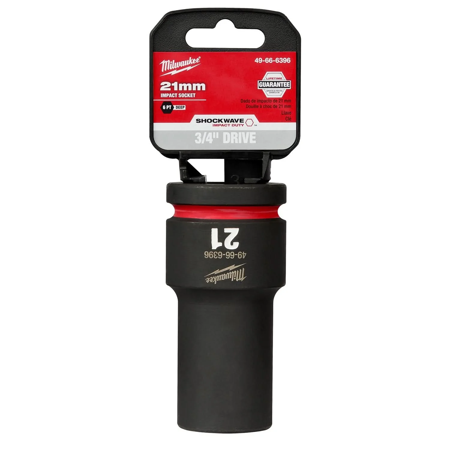 Milwaukee 49-66-6396 SHOCKWAVE Impact Duty 3/4-Inch Drive 21MM Deep 6 Point Socket - Image 1
