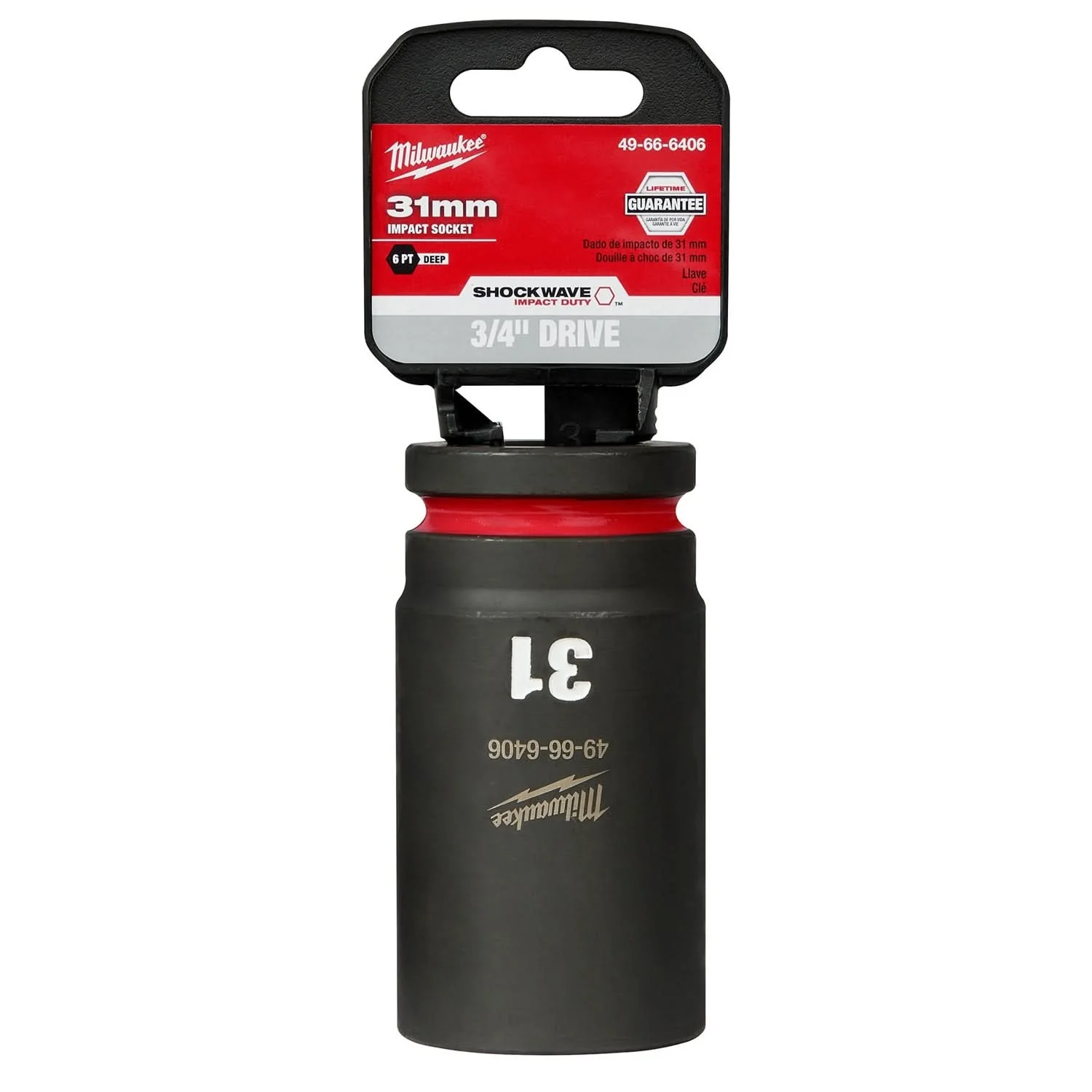 Milwaukee 49-66-6406 SHOCKWAVE Impact Duty 3/4-Inch Drive 31MM Deep 6 Point Socket - Image 1