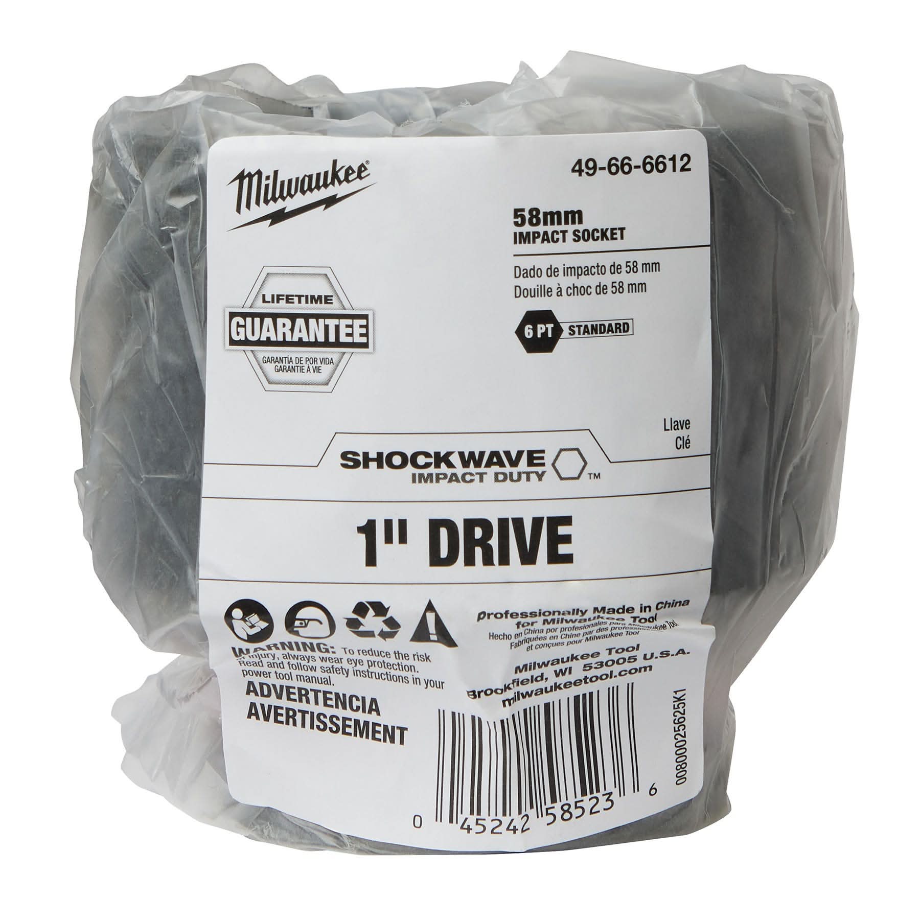 Milwaukee 49-66-6612 SHOCKWAVE Impact Duty 1-Inch Drive 58MM Standard 6 Point Socket - Image 2