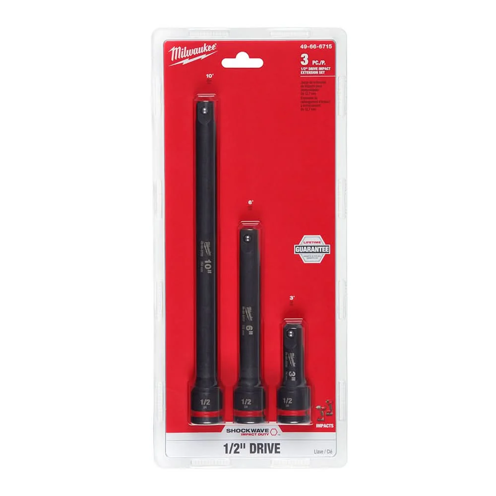 Milwaukee 49-66-6715 3-Piece SHOCKWAVE Impact Duty 1/2-Inch Drive Extension Set - Image 1