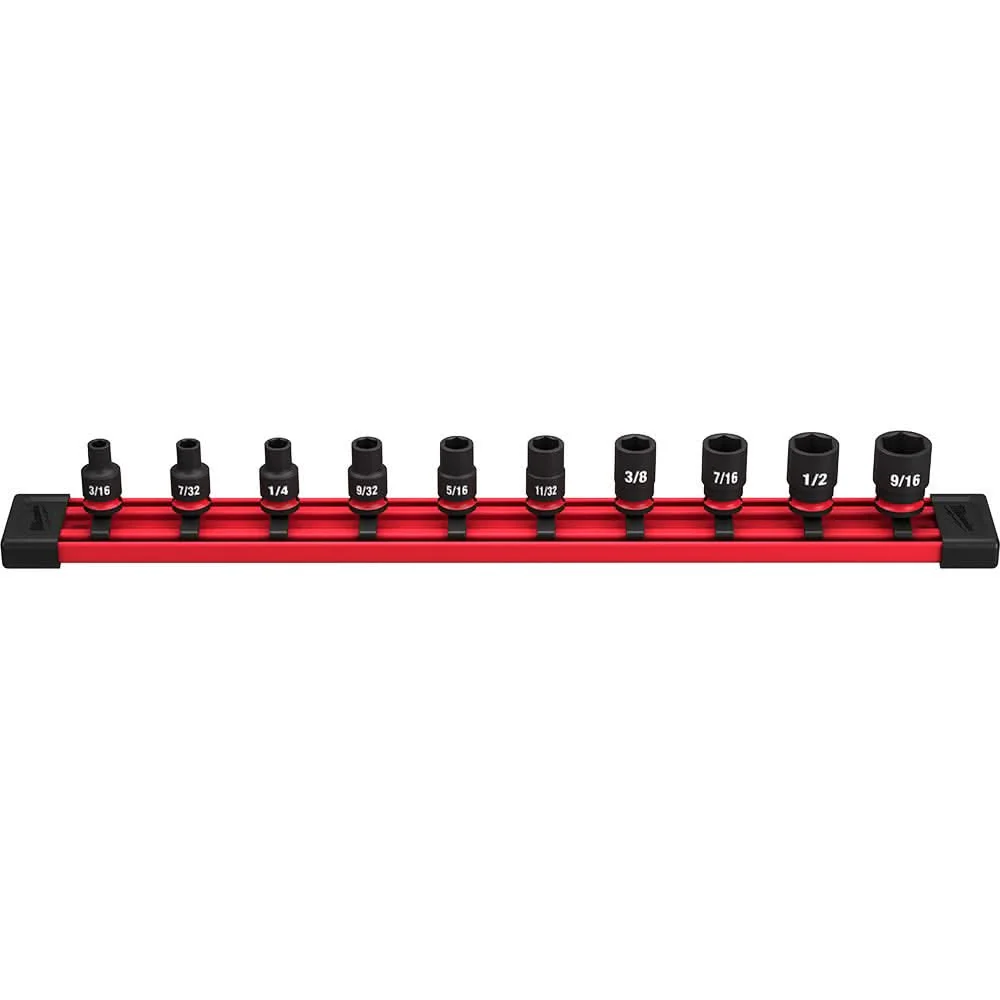 Milwaukee 49-66-7000 10-Piece SHOCKWAVE 1/4-Inch SAE Standard 6-Point Impact Duty Socket Set - Image 1