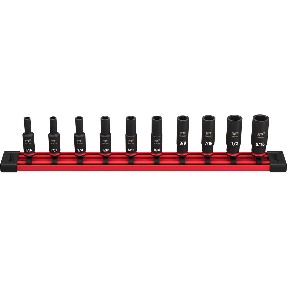 Milwaukee 49-66-7001 10-Piece SHOCKWAVE 1/4-Inch SAE Deep 6-Point Impact Duty Socket Set - Image 1