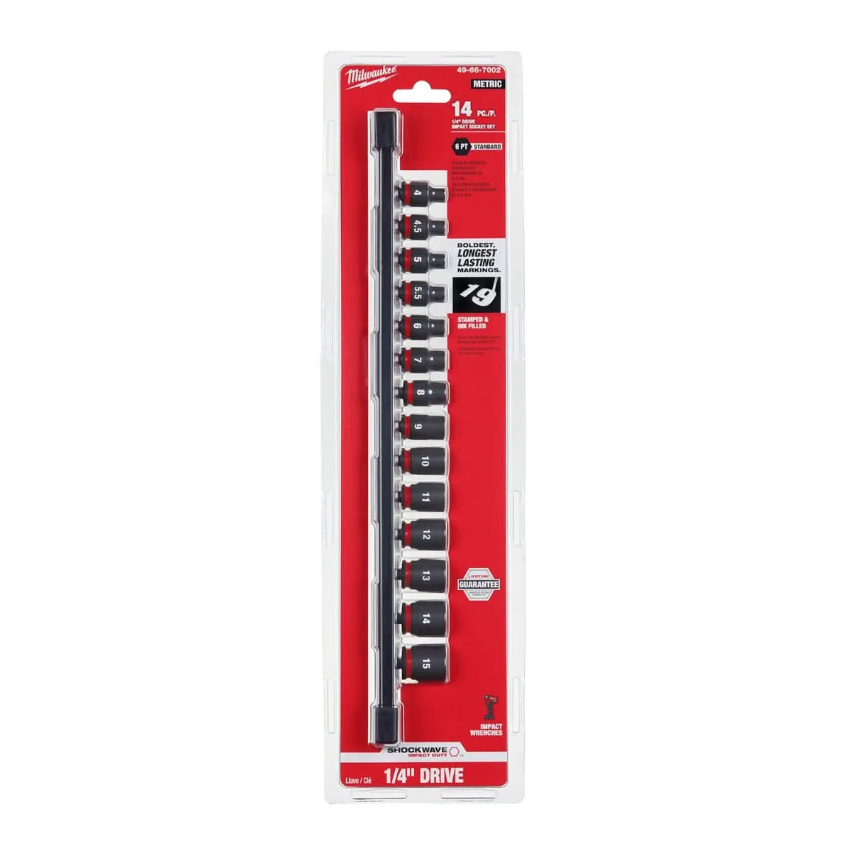Milwaukee 49-66-7002 14-Piece SHOCKWAVE 1/4-Inch Metric Standard 6-Point Impact Duty Socket Set - Image 2