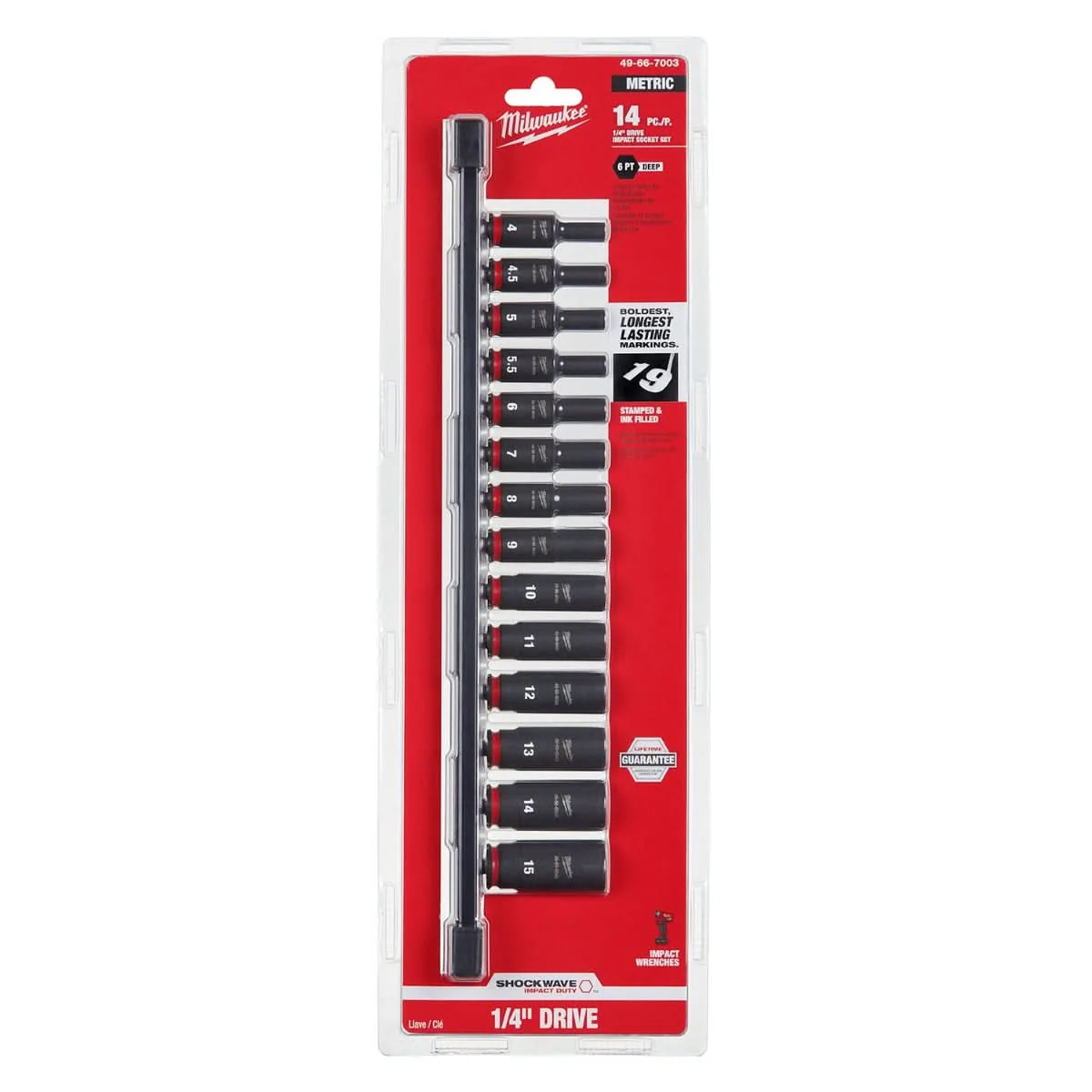 Milwaukee 49-66-7003 14-Piece SHOCKWAVE 1/4-Inch Metric Deep 6-Point Impact Duty Socket Set - Image 2