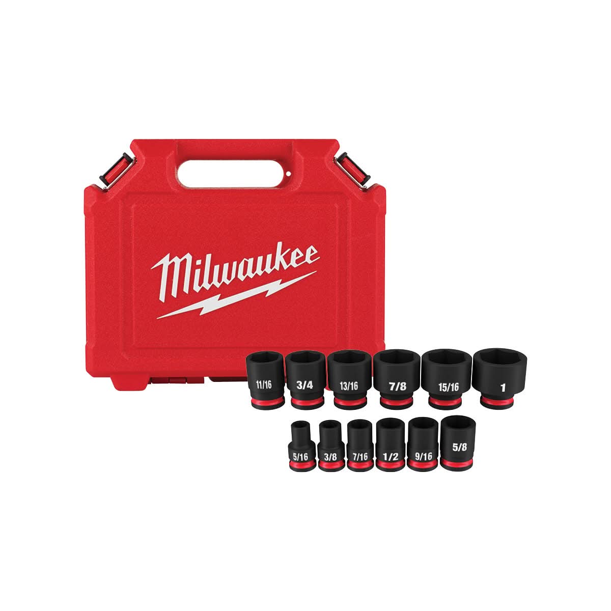 Milwaukee 49-66-7005 12-Piece SHOCKWAVE 3/8-Inch Drive SAE Standard 6-Point Impact Duty Socket Set (PROMO) - Image 1
