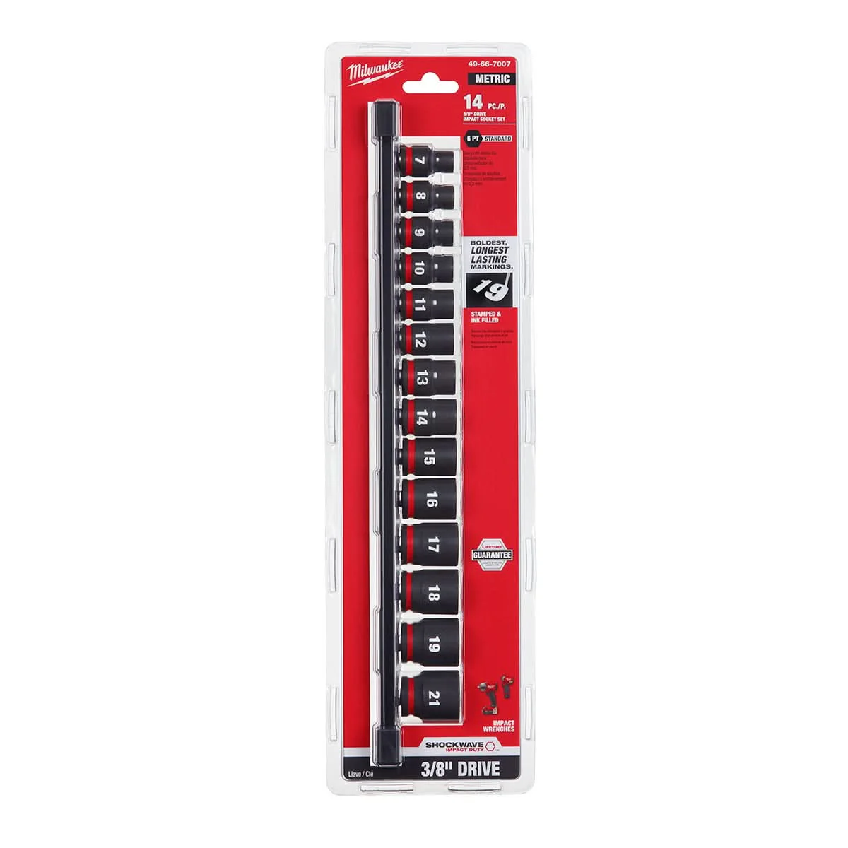 Milwaukee 49-66-7007 14-Piece SHOCKWAVE 3/8-Inch Drive Metric Standard 6-Point Impact Duty Socket Set (PROMO) - Image 3