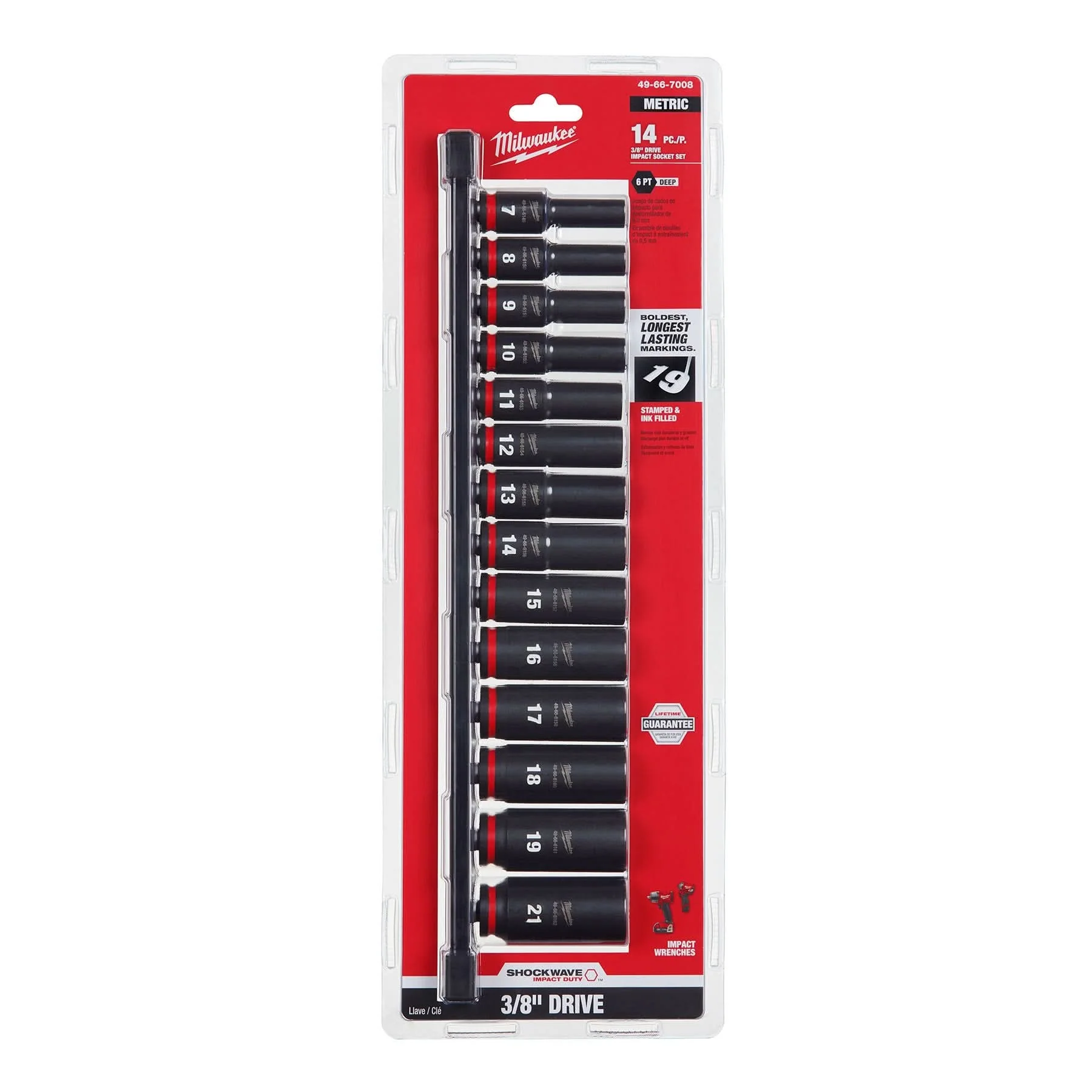 Milwaukee PROMO 49-66-7008 14-Piece SHOCKWAVE 3/8-Inch Drive Metric Deep 6-Point Impact Duty Socket Set (PROMO) - Image 2
