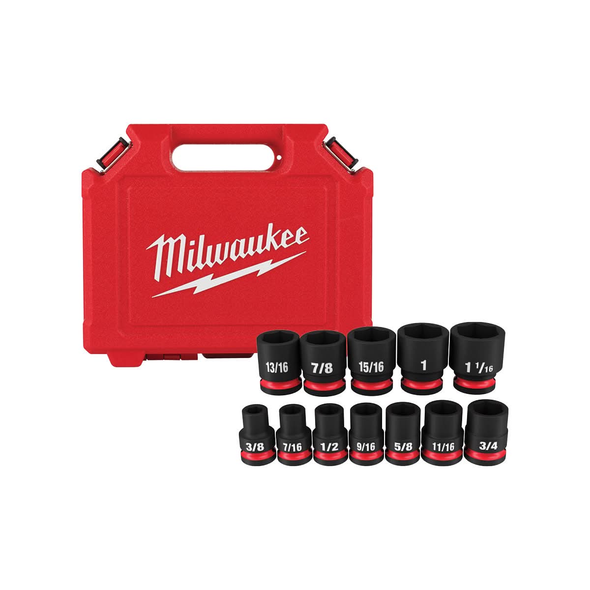 Milwaukee 49-66-7010 12-Piece SHOCKWAVE 1/2-Inch Drive SAE Standard 6-Point Impact Duty Socket Set (PROMO) - Image 1