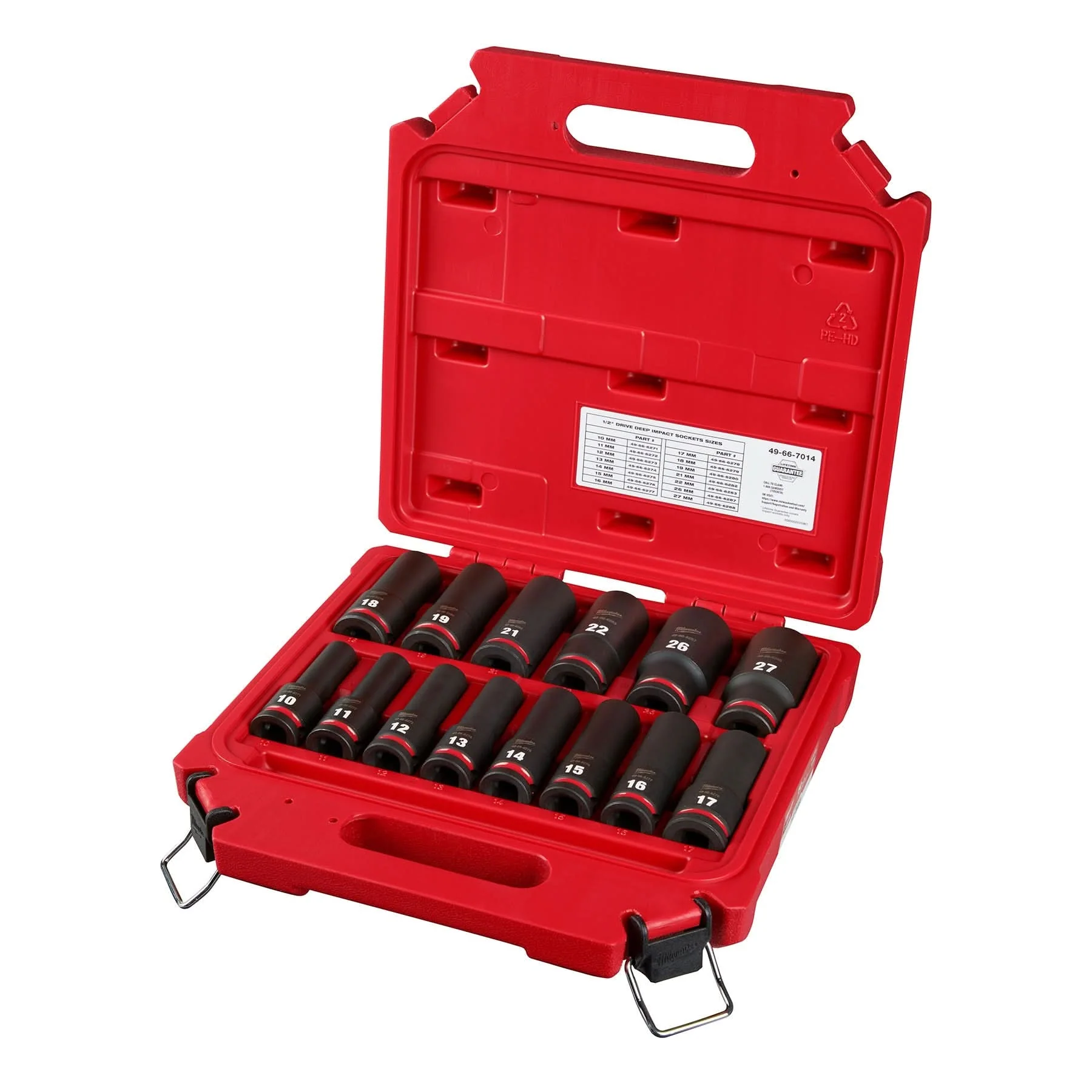 Milwaukee PROMO 49-66-7014 14-Piece SHOCKWAVE 1/2-Inch Drive Metric Deep 6-Point Impact Duty Socket Set (PROMO) - Image 2