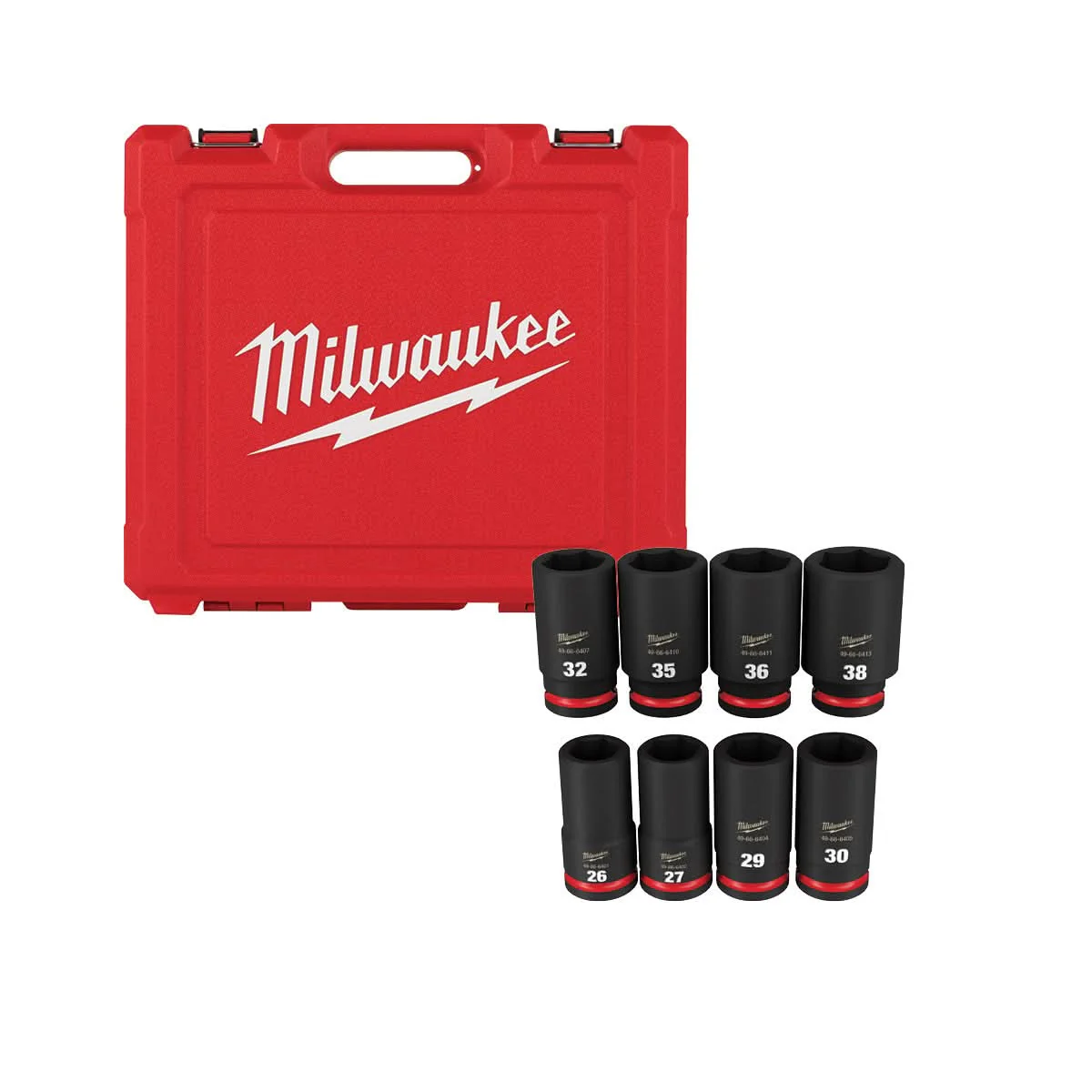 Milwaukee 49-66-7020 8-Piece SHOCKWAVE 3/4-Inch Drive Metric Deep 6-Point Impact Duty Socket Set - Image 1