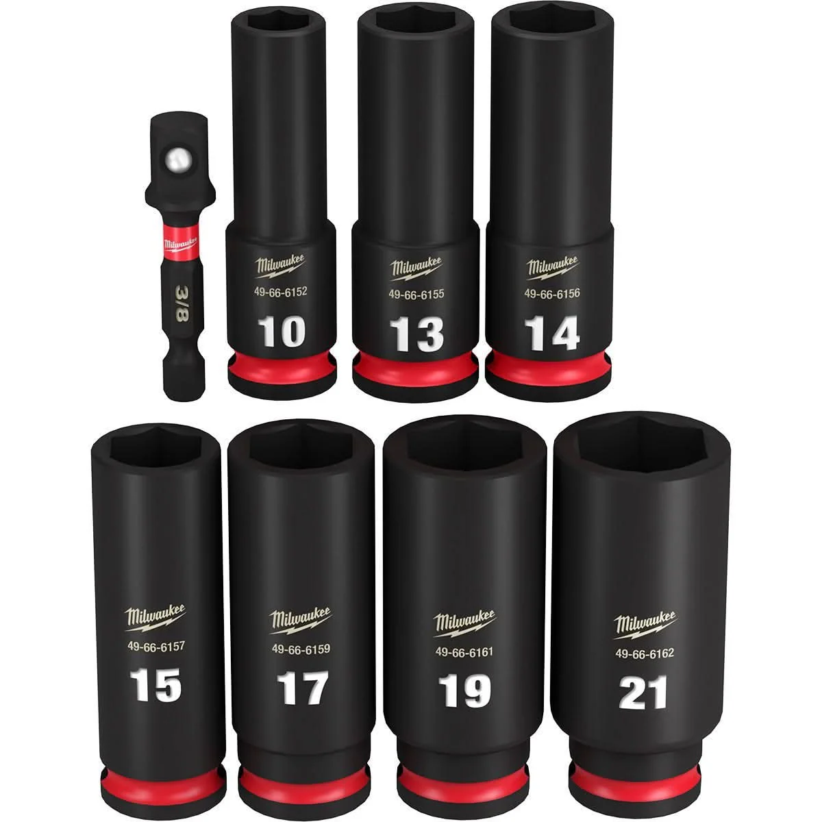 Milwaukee M18 FUEL 3/8-Inch Compact Impact Wrench with Friction Ring with 8-Piece SHOCKWAVE 3/8-Inch Drive Metric Deep 6-Point Impact Duty Socket Set - Image 3