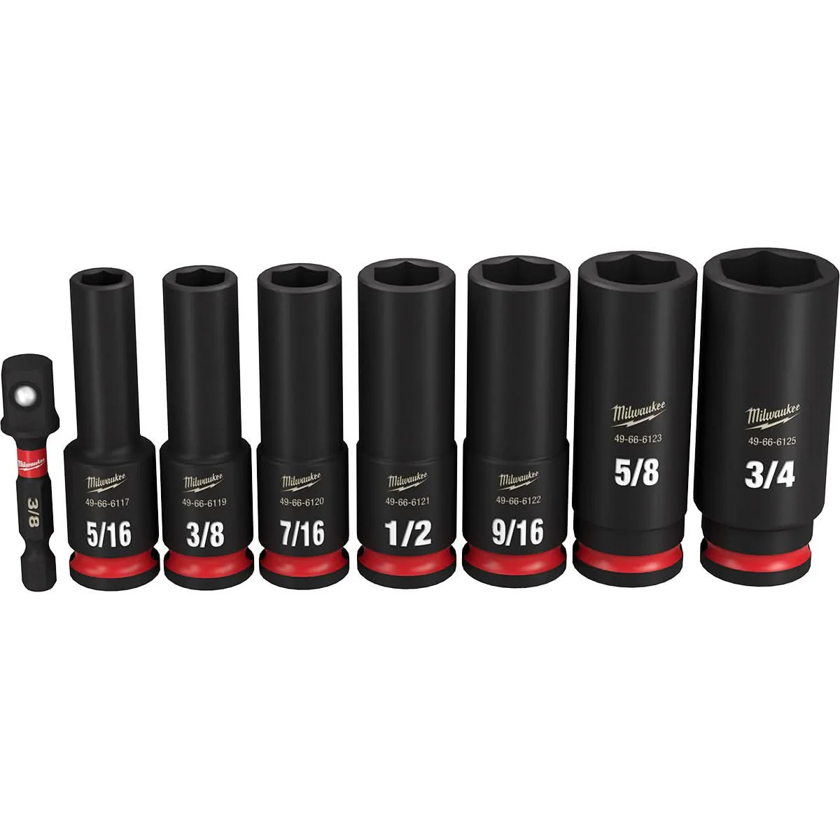 Milwaukee 49-66-7024 8-Piece SHOCKWAVE 3/8-Inch Drive SAE Deep 6-Point Impact Duty Socket Set - Image 3