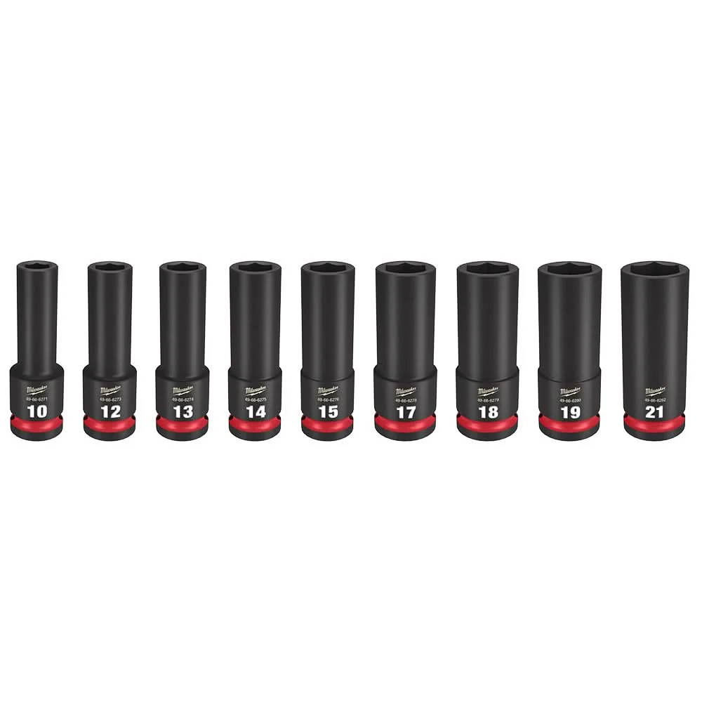 Milwaukee 49-66-7032 9PC SHOCKWAVE Impact Duty 1/2" Drive Metric Deep 6 Point Socket Set - Image 1