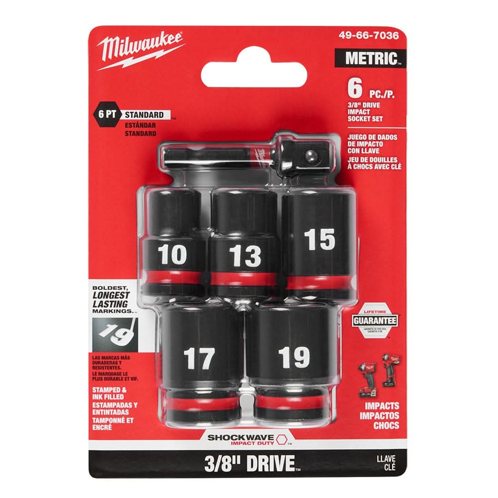 Milwaukee 49-66-7036 6PC SHOCKWAVE Impact Duty 3/8" Drive Metric Standard Socket Set - Image 2