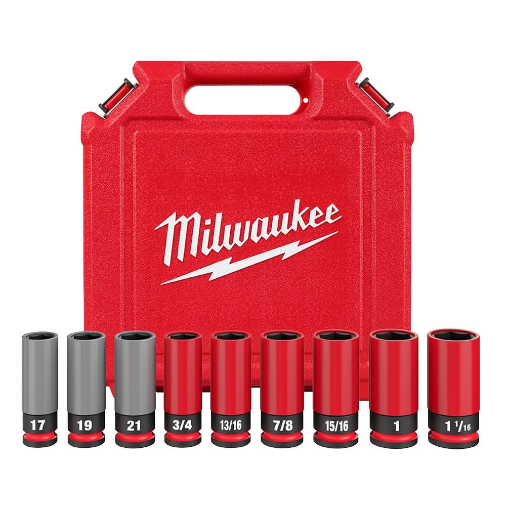 Milwaukee 49-66-7832 SHOCKWAVE Impact Duty 1/2 Drive SAE & Metric 9PC Lug Nut Wheel Socket Set - Image 1