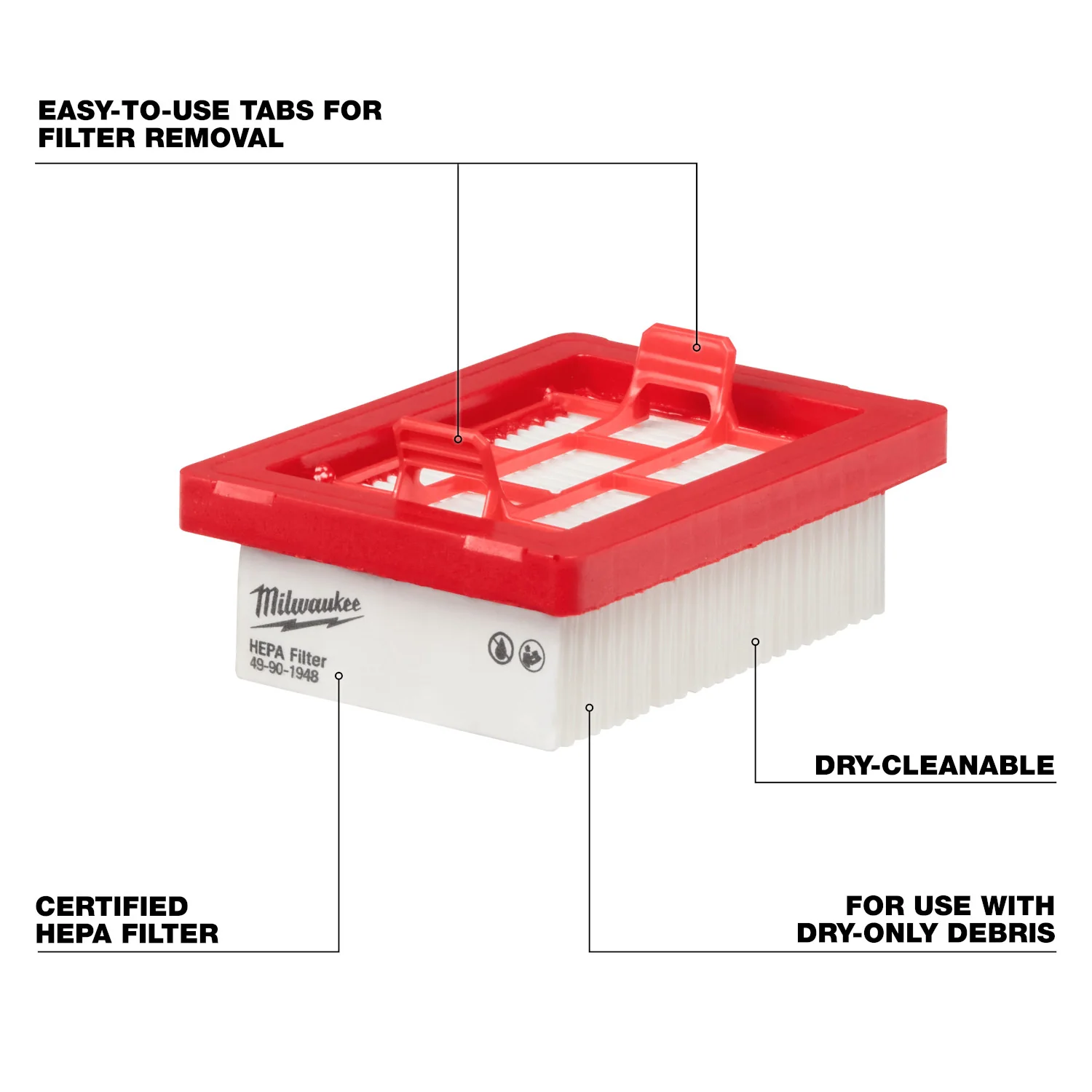 Milwaukee 49-90-1948 HEPA Filter (for 0892-20 Vacuum) - Image 2
