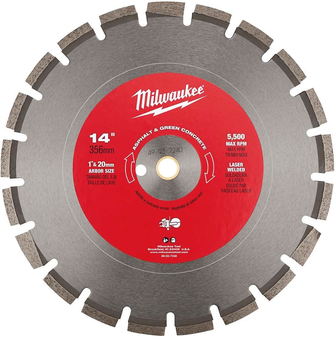 Milwaukee 49-93-7240 14" Asphalt & Green Concrete Segmented Diamond Blade - Image 3