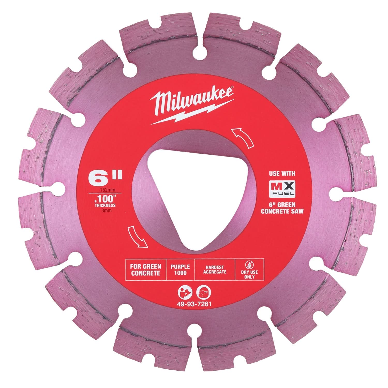 Milwaukee 49-93-7261 Purple 6 in. x .100 in. Diamond Blade for Green Concrete - Image 1