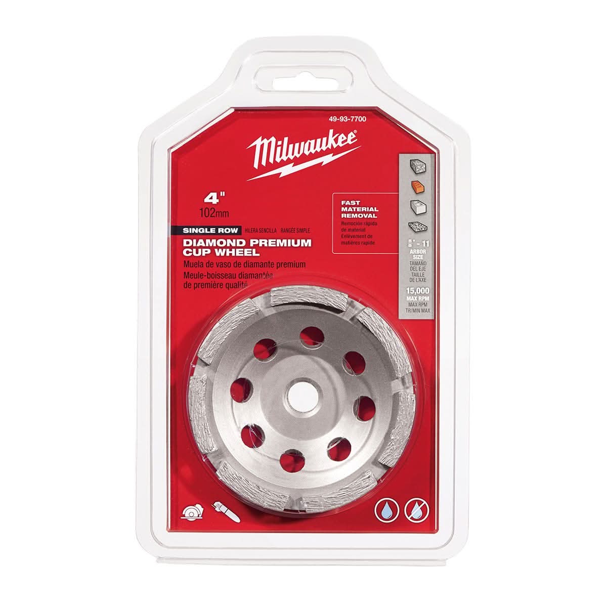 Milwaukee 49-93-7700 4" Single Row Diamond Cup Wheel - Image 2
