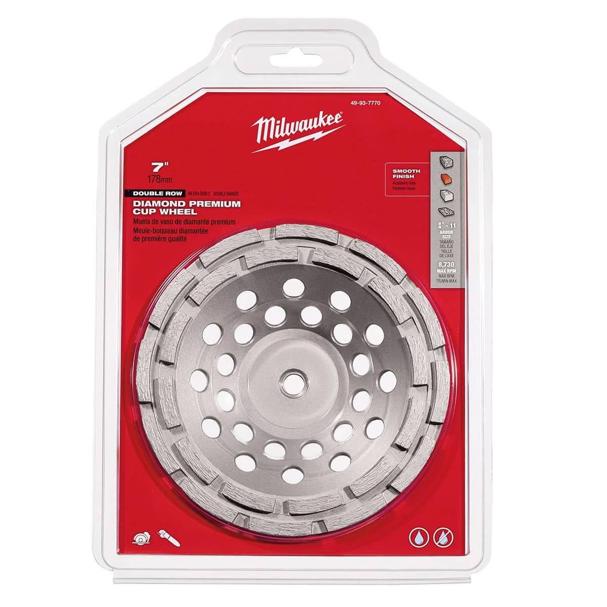 Milwaukee 49-93-7750 4" DIAMOND MAX Double Row Diamond Cup Wheel - Image 2