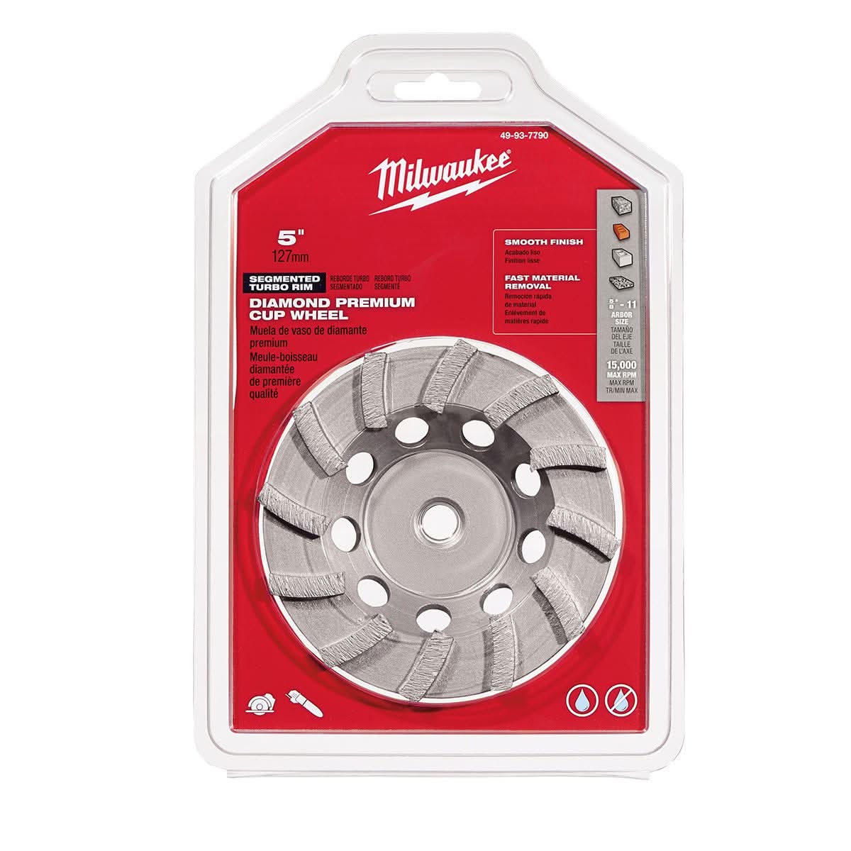 Milwaukee 49-93-7790 5" DIAMOND MAX Turbo Diamond Cup Wheel - 18 Segment - Image 2