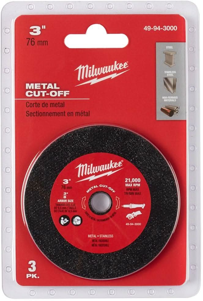 Milwaukee 49-94-3000 3" Metal Cut Off Wheel, 3-Pack - Image 2